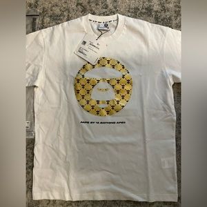 A Bathing Ape Gold Monogram T-Shirt AAPE Universe Bape Shirt